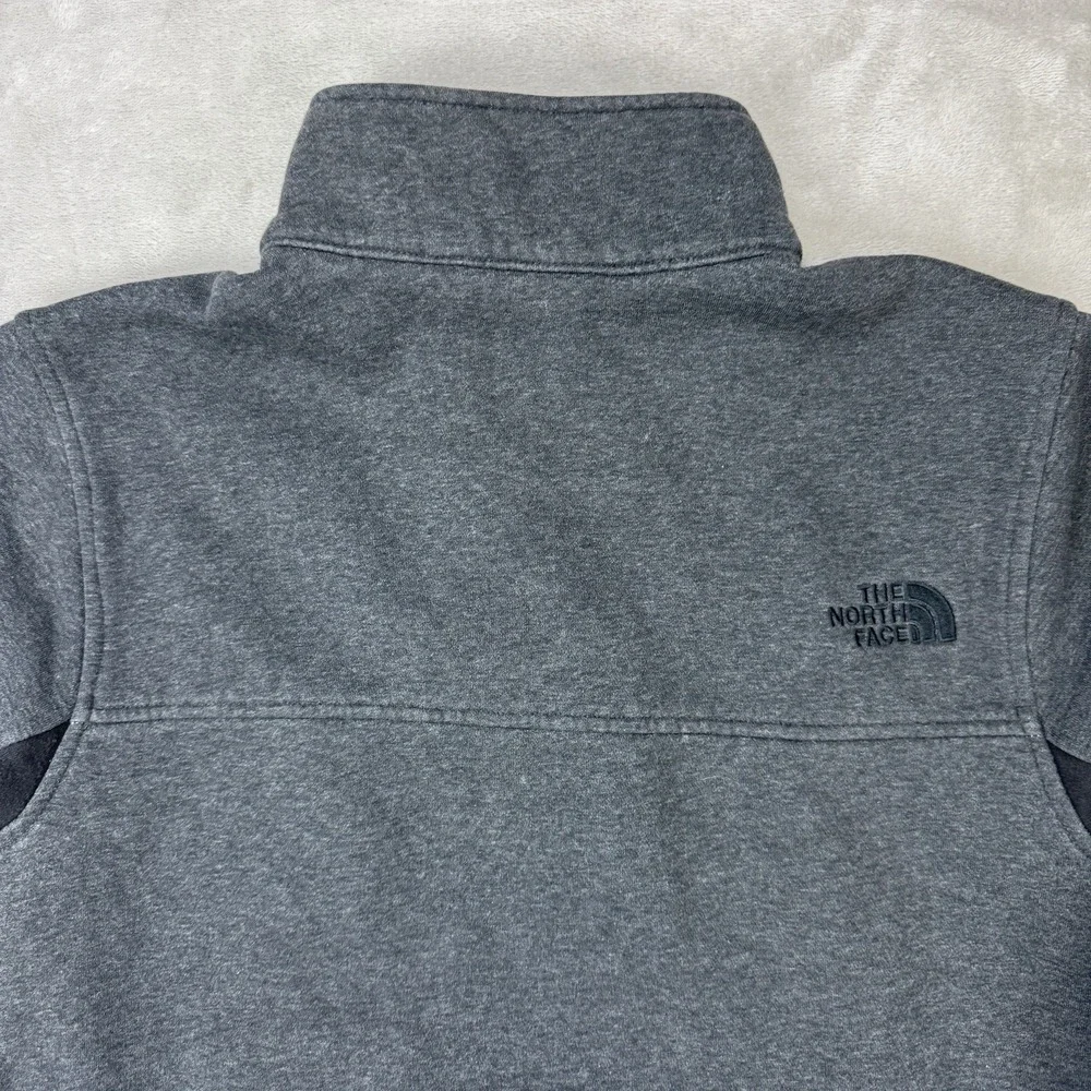 The North Face Men's Snap Fleece‎ Pullover Medium Gray Black Quarter Snap Jacket